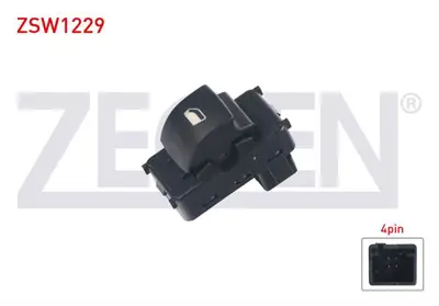 ZEGEN ZSW1229 Cam Acma Anahtarı Teklı 4 Pın 207 - Berlıngo - Partner - C4 2006-/ Scudo - Expert - Jumpy 1996- 