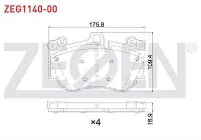 ZEGEN ZEG1140-00 Fren Balata On Porsche Cayenne (955) 3.2i 2002-2010 / Porsche Cayenne (955) S4.5i V8 2002-2010 / Por 