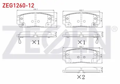 ZEGEN ZEG1260-12 Fren Balata Arka Ikazlı Chevrolet Captıva (C100) 2.0 D 2006-2012 / Captıva (C140) 2.0 D 2012-2014 / 