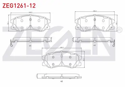 ZEGEN ZEG1261-12 Fren Balata On Ikazlı Chevrolet Captıva (C100) 2.0 D 2006-2012 / Captıva (C140) 2.0 D 2012-2014 / Op 