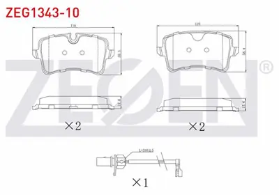 ZEGEN ZEG1343-10 Fren Balata Arka Fıslı Audı A6 (4g2.C7) 2.0 Tfsı 2010-/ 3.0 Tdı 2010-/ 2.0 Tdı 2010-/ A7 (4ga) 2.8 F 