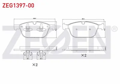 ZEGEN ZEG1397-00 Fren Balata On Volvo Xc60 D3 2008- / Xc60 2.4 D 2008- / Xc60 D5 2008- / Xc60 T6 2008- / Xc60 2.0 T 2 