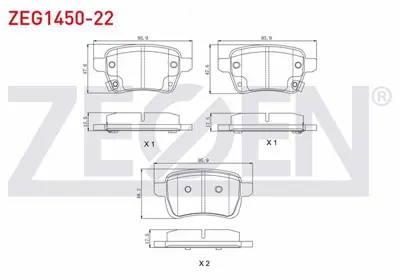 ZEGEN ZEG1450-22 Fren Balata Arka Ikazlı Fıat Egea 1.4 2016- /Egea Hb 1.6 2020- / Egea Cross 1.6 D 2020-/ Opel Corsa 