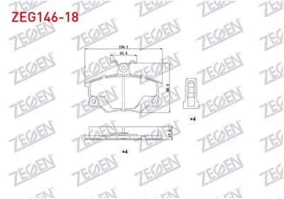 ZEGEN ZEG146-18 Fren Balata On Fıat Tempra 1.4 1992-1999/ 2.0i 1992-1999/ Tıpo 1.4i 1990-2000/ 1.6i 1990-2000/ Fıat 