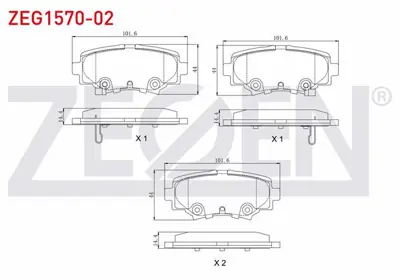 ZEGEN ZEG1570-02 Fren Balata Arka Ikazlı 13.8mm Mazda 3 (Bm) Skyactıve G100 - G120 - G165 - D150 2013- 