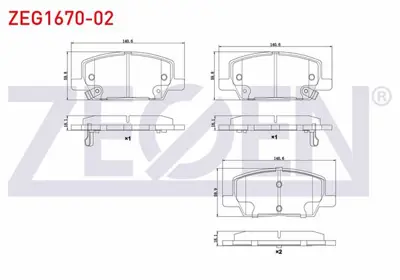 ZEGEN ZEG1670-02 Fren Balata On Ikazlı Opel Mokka 1.4 - 1.6 - 1.6 Cdtı 2012-/ Mokka X 1.6 Cdtı 2012- 