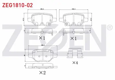 ZEGEN ZEG1810-02 Fren Balata Arka Ikazlı Opel Mokka 1.4 - 1.6 - 1.6 Cdtı 2012-/ Mokka X 1.6 Cdtı 2012- 