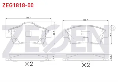 ZEGEN ZEG1818-00 Fren Balata On Volvo Xc40 1.5 T3 - 2.0 D3 - 2.0 D4 16 Jant Dısk Capı 296mm 2018- 