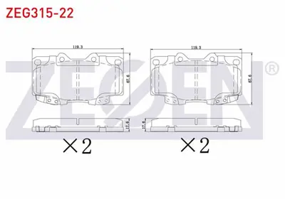 ZEGEN ZEG315-22 Fren Balata On Toyota Hı-Lux Pıck Up 2.5 D 2005-2011 / Hı-Lux Pıck Up 2.5 D-4d 2005-2011 / Hı-Lux Pı 