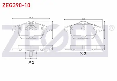 ZEGEN ZEG390-10 Fren Balata On Opel Vectra B 2.0i 1995-2003 / Vectra B 2.5 V6 1995-2003 / Calıbra A 2.0i 1995-2003 