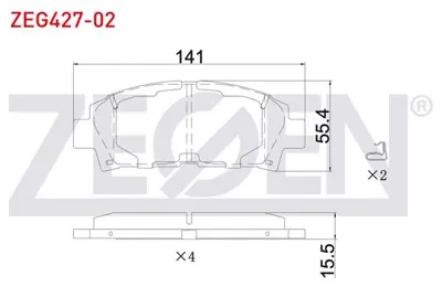 ZEGEN ZEG427-02 Fren Balata On Ikazlı Toyota Avensıs 1.6 Vvt-I - 1.8 16v - 2.0 Vvt-I - 2.0 D-4d 1999-2003 / Carına E 