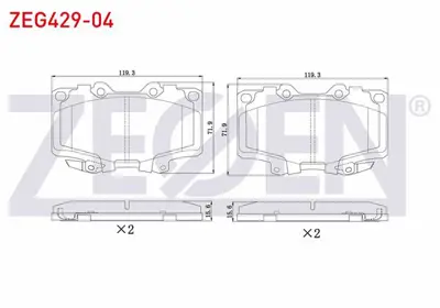 ZEGEN ZEG429-04 Fren Balata On Ikazlı Toyota Hı-Lux Pıck Up 2.5 D 1983-2005 / 2.5 D-4d 1983-2005 / Land Cruıser (_J7 