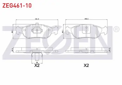 ZEGEN ZEG461-10 Fren Balata On Peugeot 106 Iı 1.4i 1996-2002 / 106 Iı 1.6i 1996-2002 / Xsara (N1) 1.6 1997-2005 / Sa 
