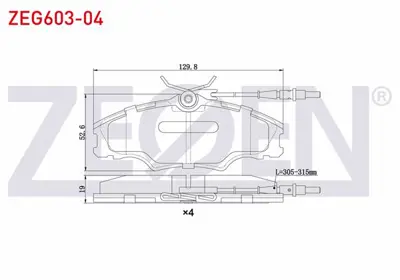 ZEGEN ZEG603-04 Fren Balata On Fıslı Peugeot 406 (8b) 2.0 Hdı 14 Jant 1995-2004 / 406 (8b) 2.0i 1995-2004 / Expert ( 