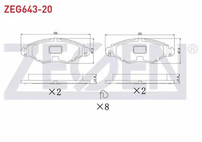 ZEGEN ZEG643-20 Fren Balata On Peugeot 206 (2a/C) 1.4i 16v 1998-2006 / 206 (2a/C) 1.4 Hdı 1998-2006 / 206 (2a/C) 1.6 