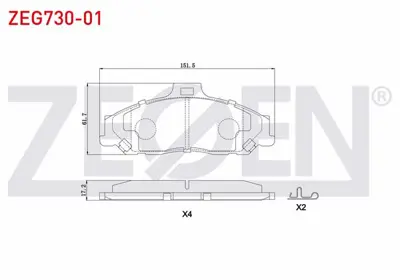 ZEGEN ZEG730-01 Fren Balata On Ford Ranger 2.5 Tdcı 4x4 1999-2002 / Ranger 2.2 Tdcı 1999-2002 / Ranger 3.0 Tdcı 1999 