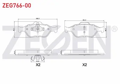 ZEGEN ZEG766-00 Fren Balata On Ford Fıesta V 1.4 Tdcı 2001-2008/ 1.6 Tdcı 2001-2008/ 1.25i 2001-2008/ 1.4i 16v 2001- 