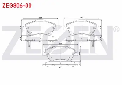 ZEGEN ZEG806-00 Fren Balata On Ikazlı Toyota Corolla 1.4 D 2007-2012/ Corolla 1.4 D-4d 2007-2012/ Corolla 1.33 2007- 