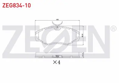 ZEGEN ZEG834-10 Fren Balata On Renault Trafıc Iı 1.9 Dcı - 2.0 Dcı 2001-2014/ Opel Vıvaro (J7) 1.9 Dı - 2.0 Cdtı - 2 
