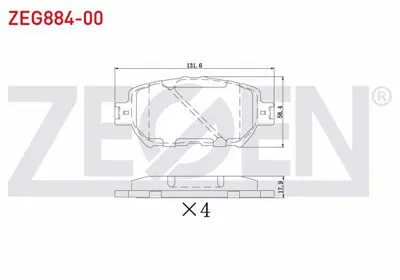 ZEGEN ZEG884-00 Fren Balata On Toyota Camry (_V30) 2.4 Vvt-I 2001-2006 / Camry (_V30) 2.4 Vvt-I 2001-2006 / Camry (_ 