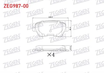 ZEGEN ZEG987-00 Fren Balata On Clıo Iıı 1.2i 16v 2005-2012/Clıo Iıı 1.4i 16v 2005-2012/ Clıo Iıı 1.5 Dcı 2005-2012/D 