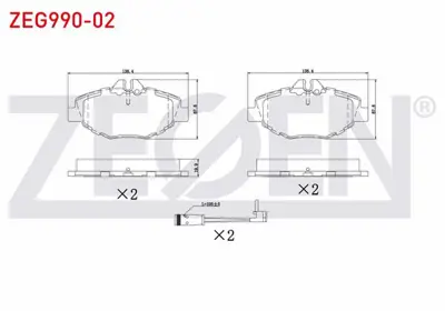 ZEGEN ZEG990-02 Fren Balata On Fıslı Mercedes E Serısı (W211) E 320 Cdı 2002-2008/(W211) E 280 Cdı 2002-2008/(W211) 