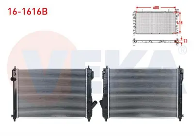 VEKA 16-1616B Su Radyatoru Brazıng Chevrolet Aveo (T250) 1.4i / Kalos (T200) 1.4 16v M-T Ac+/- 2006-2011 