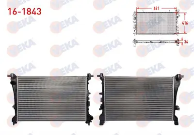 VEKA 16-1843 Radyator Mekanık Fıat Egea 1.3 Mjt - 1.6 Mjt 16v M-T Ac+/- 2015- 