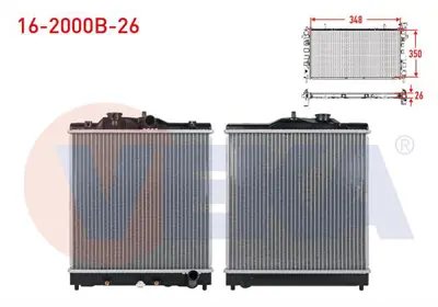 VEKA 16-2000B-26 Radyator Brazıng Honda Cıvıc Vı 1.6i M-T Ac+/- Kalınlık 26mm 1995-2001 