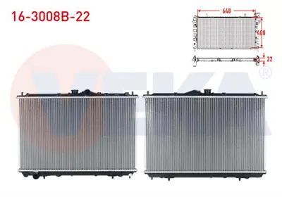 VEKA 16-3008B-22 Su Radyatoru Brazıng Kalınlık 22mm Mıtsubıshı Carısma 1.6 - 1.8 16v M-T 1995-2006 