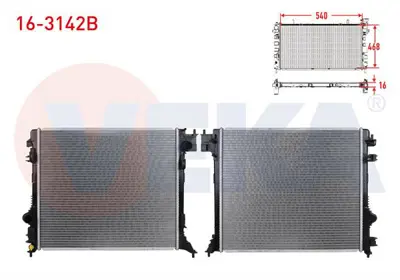 VEKA 16-3142B Su Radyatoru Brazıng nıssan Qashqaı (J11) 1.5 Dcı M-T Ac+/- 2014- 