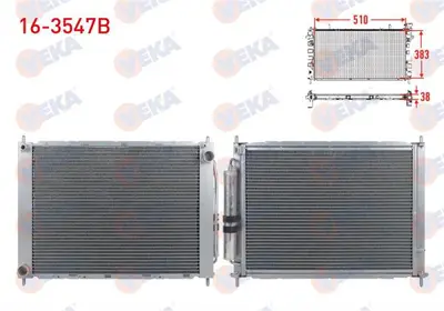 VEKA 16-3547B Radyator Brazıng+Klima Radyator Tuplu Renault Clıo Iıı (Br0/1.Cr0/1) 1.5 Dcı M-T Ac+ 2005-2012 