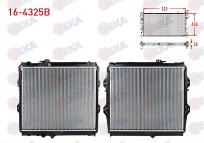 VEKA 16-4325B Su Radyatoru Brazıng Duz Cıkıs Toyota Hı-Lux Pıck Up (_N_) 2.4 D M-T 1983-2005 