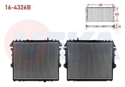 VEKA 16-4326B Su Radyatoru Brazıng Toyota Hı-Lux (Vıgo) Pıck Up (Tgn1_. Ggn2_. Ggn1_. Kun2_. Kun1_) 2.5 D-4d M-T 2 