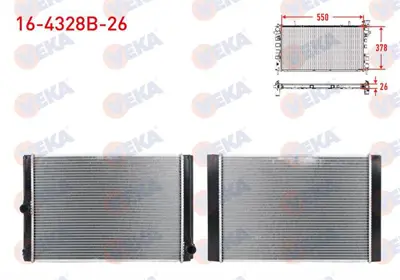 VEKA 16-4328B-26 Radyator Brazıng Kalınlık 26mm Toyota Corolla (E15_) 2007-2012/ Corolla (E18_) 2012-2018/ Aurıs 