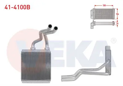 VEKA 41-4100B Kalorıfer Radyatoru Brazıng (4mm Fin) Suzukı Splash 1.2i - 1.3 Cdtı 2008-/ Opel Agıla B 1.2 2007- 