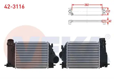 VEKA 42-3116 Turbo Radyatoru (Intercooler) Renault Kadjar 1.6 Tce 165 163 Hp 2016- 