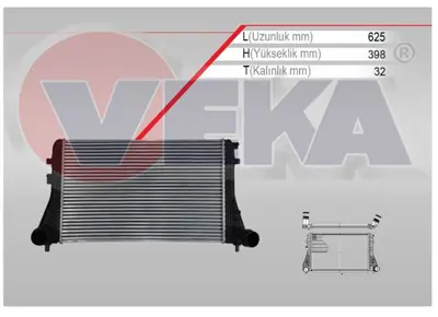 VEKA 42-4414 Turbo Radyatoru (Intercooler) Kelepcelı Volkswagen Jetta Iıı (1k2) 1.6 Tdı 2005-2010 