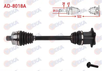 VEKA AD-8018A Komple Aks Sol-Sağ On Abslı 45 Dıs Uzunluk 522mm Audı A6 (8e2) 2.0 2000-2004 