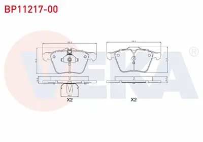 VEKA BP11217-00 Fren Balata On Volvo S60 Iı 1.6 2010- / S60 Iı 2.0 2010- / S60 Iı 2.0 D 2010- / S80 Iı T5 2006- / V7 