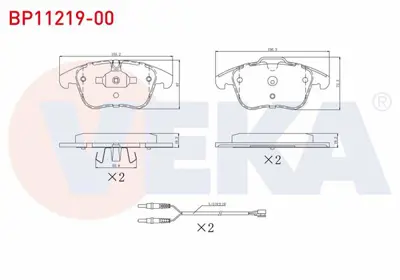 VEKA BP11219-00 Fren Balata On Fıslı Cıtroen C5 Iıı 1.6 Hdı 2008-2015/ Mondeo Iv 2.0i 2007-2014/ Mondeo Iv 1.6 Tdcı  