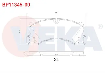 VEKA BP11345-00 Fren Balata On Porsche Cayenne (955) 3.0 Tdı 2002-2010/ Cayenne 3.6i 2002-2010/ Cayenne S 4.5i V8 20 