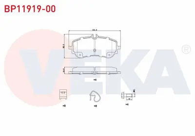 VEKA BP11919-00 Fren Balata Arka Tek Teker Vw Crafter 2018- / Vw Amarok 3.0 Tdı V6 2017- / Man Tge 2.0 Tdı 2018 
