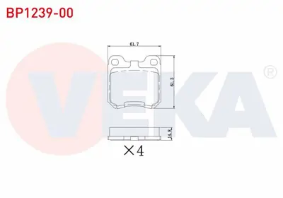 VEKA BP1239-00 Fren Balata Arka Opel Vectra B 1.6i 1995-2003/ Vectra B 2.0i 1995-2003/ Vectra B 2.0 Dtı 1995-2003/  