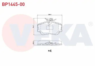 VEKA BP1445-00 Fren Balata On Mercedes C Serısı (W202) 1993-2000 