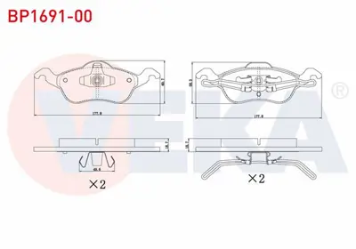 VEKA BP1691-00 Fren Balata On Ford Focus I 1.6i 16v 1998-2004/ Focus I 1.8i 16v 1998-2004/ Focus I 1.8 Tdcı 1998-20 
