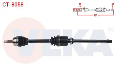 VEKA CT-8058 Komple Aks On Sağ Uzunluk 951mm Cıtroen C5 Aırcross 1.5 Bluehdı - 1.6 Puretech - 1.2 Puretech 8 Iler 