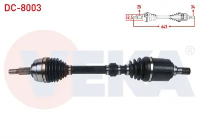 VEKA DC-8003 Komple Aks Sol On Uzunluk 643mm Dacıa Duster 1.5 Dcı A-T 2017- 