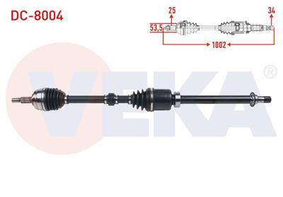 VEKA DC-8004 Komple Aks Sağ On Uzunluk 1002mm Dacıa Duster 1.5 Dcı A-T 2017- 