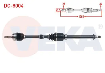 VEKA DC-8004 Komple Aks Sağ On Uzunluk 1002mm Dacıa Duster 1.5 Dcı A-T 2017- 